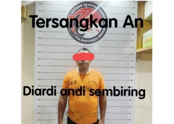 Terduga pelaku pengedar sabu di Jalan Pamah, Kecamatan Deli Tua, Kabupaten Deli Serdang. (Foto Ist