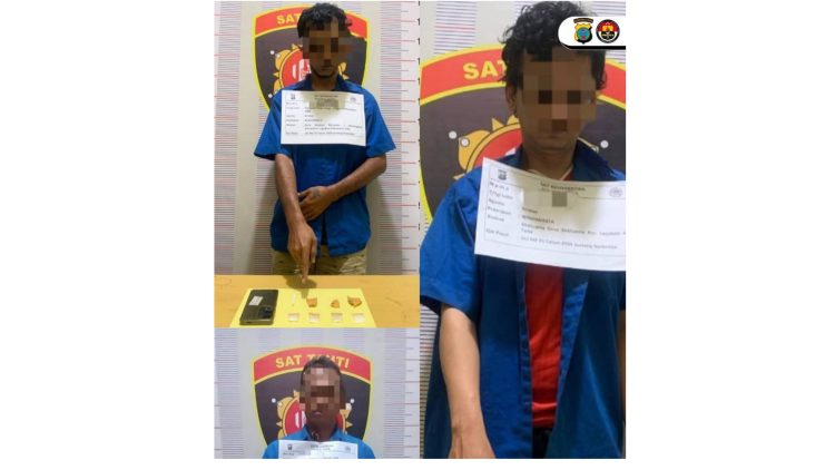 Tiga pelaku yang diringkus Sat Resnarkoba Polres di lokasi yang berbeda di wilayah Kabupaten Toba. (Foto Ist)