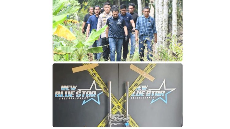 Direktur Narkoba Polda Sumut Kombes Jean Calvijn Simanjuntak bersama tim gabungan menggerebek New Blue Star (NBS). (Foto Ist)