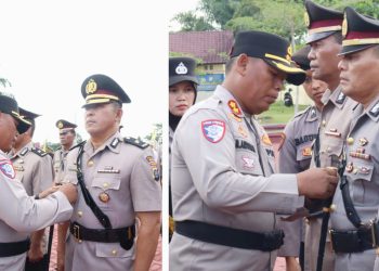 Kapolres Simalungun AKBP Marganda Aritonang, S.H. S.I.K. M.M pimpin upacara Sertijab Kabag SDM kepada KOMPOL Pandapotan Butar-butar, SH dan Kapolsek Dolok Panribuan kepada IPTU Ponijan Damanik, SH.
