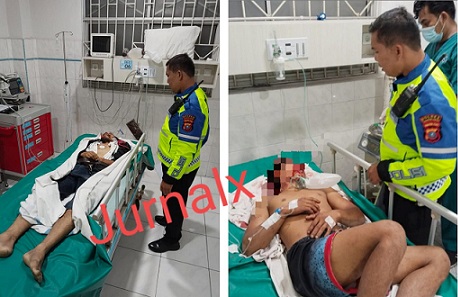 Personil Unit Gakkum melihat kondisi jenajah Zul Fahmi Hafis dan juga Diyantara kondisi luka berat