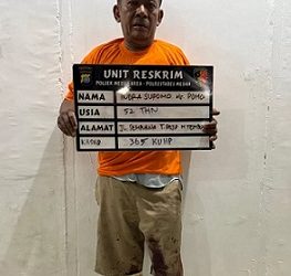 Pelaku bernama Indra Supomo alias Pomo (52) yang merampok mertuanya dikawasan Medan Area. (Foto Ist)