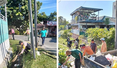 Polsek Siantar Selatan Ikuti Gotong Royong Bersihkan Lingkungan di Jalan Pangaribuan