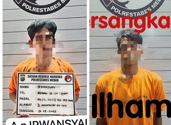 Dua terduga pengedar sabu dari Jalan Karantina dan Kelurahan Ladang Bambu yang ditangkap polisi. (Foto Ist)