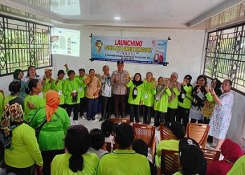 Kapolsek Bangun AKP R. Simarmata diwakili Bhabinakmtibmas Aipda M.E. Sirait menghadiri kegiatan launching Sekolah Lansia Tangguh Ceria
