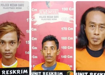 Para terduga pembobol brankas yang ditangkap Polsek Medan Baru. (Foto Ist)