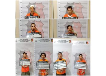 4 pelaku pencurian dan 4 pelaku penadah yang ditangkap Polsek Medan Tuntungan. (Foto Ist)