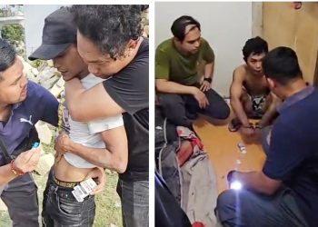 Tersangka MS dan WLT  saat ditangkap Kanit Idik 2 IPDA Froom Pimpa Siahaan SH bersama Tim