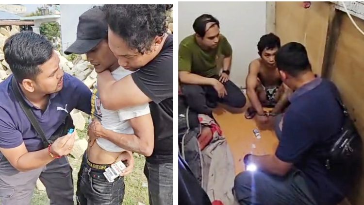 Tersangka MS dan WLT  saat ditangkap Kanit Idik 2 IPDA Froom Pimpa Siahaan SH bersama Tim
