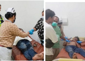 Kedua pengendara sepedamotor Mitra Novriadi Saragih dan Rifan Pungu Sitinjak mendapatkan pengobatan medis di rumah sakit