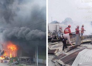 Seratusan Kios di Pajak Baru Serbalawan Terbakar