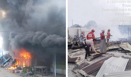 Seratusan Kios di Pajak Baru Serbalawan Terbakar