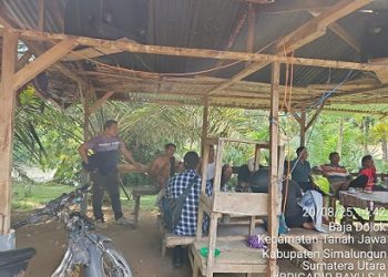 Tim Laser Sat Reskrim Polres Simalungun dan Polsek Tanah Jawa saat penyelidikan dilokasi dan tidak temukan judi tembak ikan 