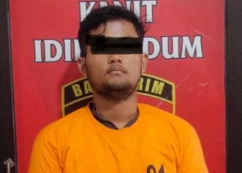 Pelaku pembunuhan wanita yang ditangkap Polres Binjai. (Foto Ist)
