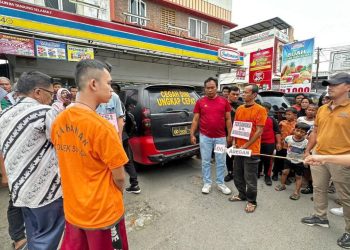 Kapolsek Sunggal Kompol Bambang G Hutabarat pimpin rekonstruksi dengan hadirkan tersangka. (Foto Ist)