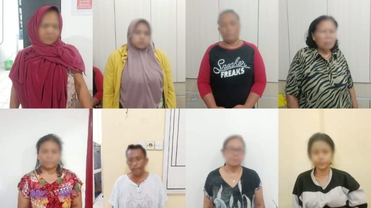 8 orang diduga jaringan penjualan bayi yang ditangkap Polda Sumut. (Foto Ist)