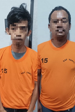 Dua pria diduga pengedar sabu yang ditangkap petugas Satuan Reserse Narkoba Polrestabes Medan di kawasan Jalan Belibis Raya, Perumnas Mandala. (Foto Ist)