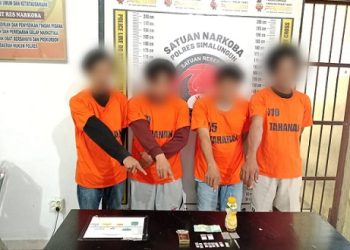 Keempat tersangka beserta barang bukti sudah diamankan di Sat Resnarkoba Polres Simalungun