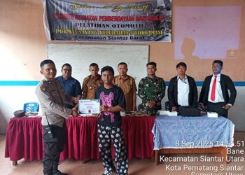 Bhabinkamtibmas Kelurahan Proklamasi AIPDA Julham Efendi Saragih monitoring pelaksanaan kegiatan Pelatihan Omotif Mandir