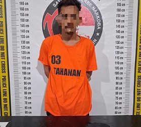 Tersangka Andika Putra Nasution dan barang bukti