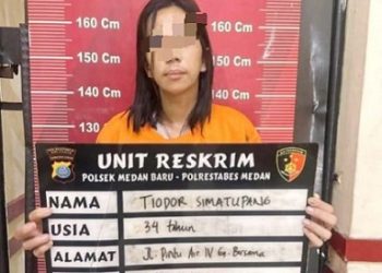 Pelaku pencurian ponsel di Suany Beauty Salon & Supplier di Jalan Jamin Ginting, Padang Bulan, Medan Baru yang ditangkap Polsek Medan Baru. (Foto Ist)