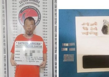 Tersangka JOS alias Johan alias Jo dan barang bukti