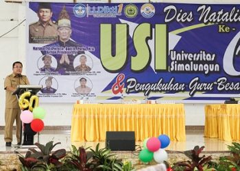 Wali Kota Pematangsiantar Wesly Silalahi SH MKn menghadiri Dies Natalis ke-60 Tahun USI, di Aula Radjamin Purba Kampus USI