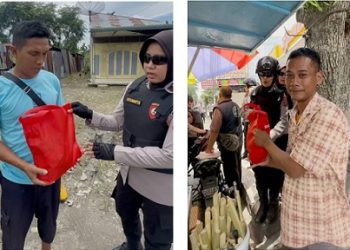 Tim Srikandi Polwan Polres Pematangsiantar Patroli Dialogis dan Bagikan Sembako kepada Masyarakat Membutuhkan