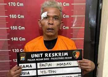 Pantun Nababan alias Ivan Pelaku pencurian sepeda motor yang ditangkap Polsek Medan Baru. (Foto Ist)