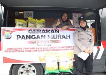 Polrestabes Medan mengelar Gerakan Pangan Murah tepatnya di depan Mako Polrestabes Medan di Jalan HM Said (Foto Ist)