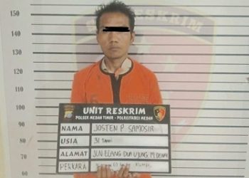 Pelaku pencurian becak motor barang yang diringkus Polsek Medan Timur. (Foto Ist)