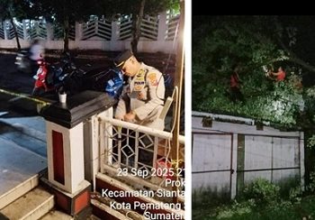 Kabag Ops AKP Ilham Harahap SH. MH pimpin bantu evakuasi pohon tumbang dan rumah rusak akibat angin kencang