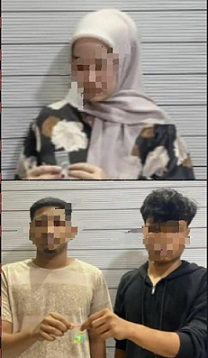 Tiga pengedar pil ekstasi yang berhasil ditangkap polisi. (Forto Ist)