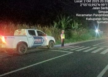 Personil Sat Lantas Polres Simalungun Gelar BLP Cegah Balap Liar dan Jaga Keamanan Malam Hari