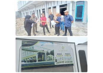 Ketua Komisi 4 Paul Mei Anton Simanjuntak didampingi anggota Lailatul Badri dan Ahmad Affandi saat peninjauan lapangan ke perumahan Komplek Utama Geoju di Jalan Madio Utomo, Kelurahan Tegal Rejo, Medan Perjuangan. (Foto Romulo)