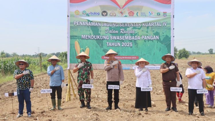 Kapolresta Deli Serdang, Kombes Pol Hendria Lesmana, S.I.K. M.Si bersama Forkopimda mengikuti kegiatan Tanam Jagung Serentak Kuartal IV