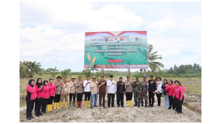 Danki) 3 Yon B Satuan Brimob Polda Sumut mengikuti kegiatan Penanaman Jagung Serentak Kuartal IV