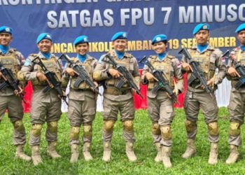 Tujuh personel Polda Sumut resmi diberangkatkan ke Republik Afrika Tengah untuk bergabung dalam misi perdamaian PBB di bawah Formed Police Unit (FPU) 7 Minusca. (Foto Ist)