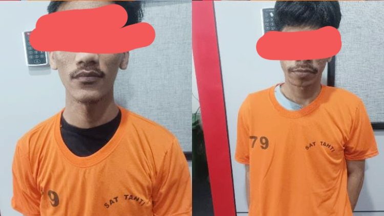 Dua diduga pengedar ekstasi atau inex di kawasan Jalan Sei Bingai, Kelurahan Sei Sikambing, Kecamatan Medan Petisah yang ditangkap polisi. (Foto Ist)