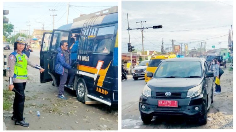 Kanit Kamsel IPDA Serly Tarigan bersama personil laksanakan Dikmas Lantas Penling Penluh di Jalan Saribudolok