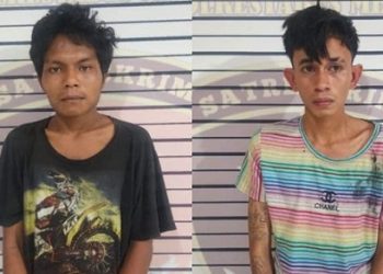 Dua pengamen pelaku pencuri ponsel yang ditangkap Polsek Medan Timur. (Foto Ist)