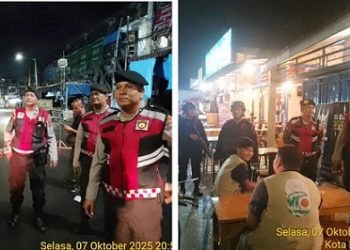 Personil Satuan Samapta dipimpin Kanit Patroli IPDA Vernando P. Sinaga dan Kanit Dalma 1 AIPTU A. Saragih bersama Kompi 2 Batalyon B Sat Brimob melaksanakan patroli dialogis 