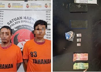 kedua tersangka, Jumali alias Jabal dan Syofiandi alias Belong beserta barang bukti