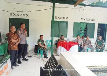 Kapolsek Tanah Jawa Kompol Asmon Bufitra SH. MH bersama personil jajaran menghadiri undangan syukuran kenaikan pangkat 11 personel Koramil 10 Tanah Jawa