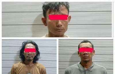 Tiga pengedar sabu di kawasan Jalan Puskesmas, Gang Jambu, Kelurahan Sunggal, Kecamatan Medan Sunggal yang ditangkap polisi. (Foto Ist)
