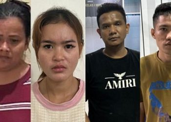 Keempat pelaku penipuan atau scamming melalui WhatsApp tokoh masyarakat Sumut, Rahmat Shah. (Foto Ist)