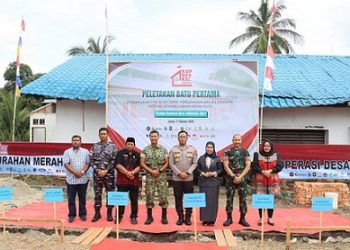 Kapolres Tanjungbalai AKBP Welman Feri, SIK, MIK menghadiri kegiatan peletakan batu pertama pembangunan fisik 80.000 gerai pergudangan dan kelengkapan koperasi desa/koperasi merah putih
