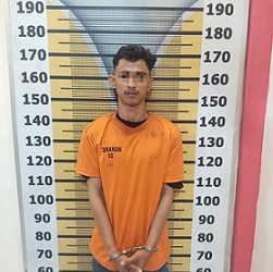 Tersangka A ditahan di Polres Tebing Tinggi