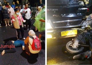 Tito Prayogo saat terkapar di TKP dan barang bukti kedua kendaraan masih di TKP 