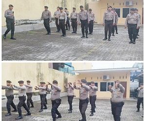Kasat Samapta AKP Mariduk Tambunan, SH. MH pimpin Latihan Drill Borgol